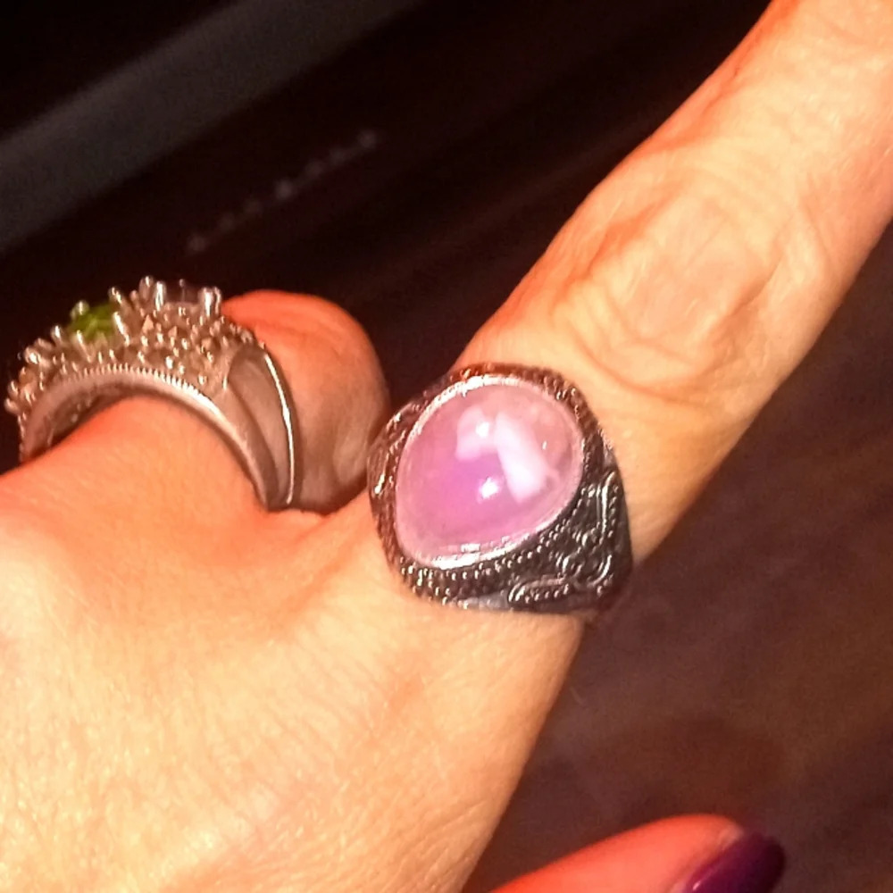 pink kunzite teardrop ring sz 8